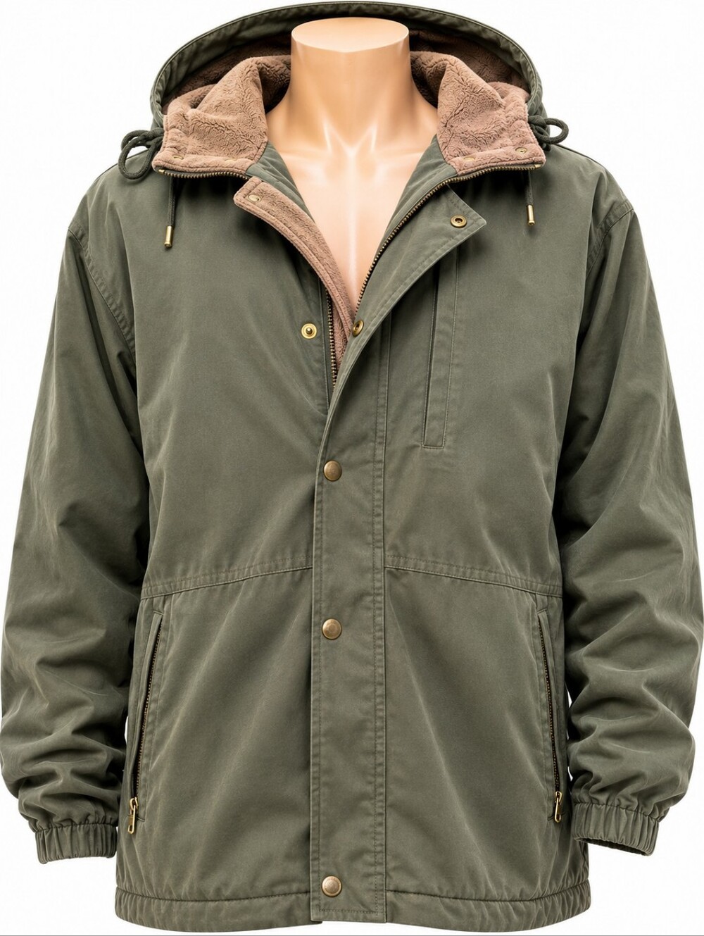 Karizma Men’s Jacket 2XL Lined Hooded Full Zip Detachable Hood Button Y2K Retro